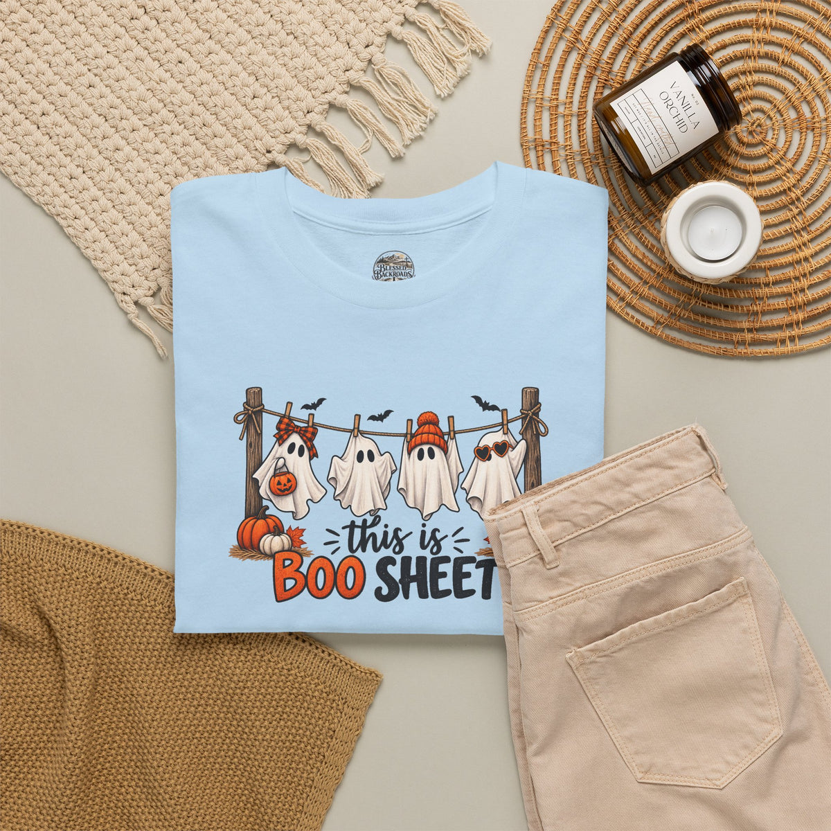 Halloween 'This Is Boo Sheet' T-Shirt – Cute Ghosts & Pumpkins Tee