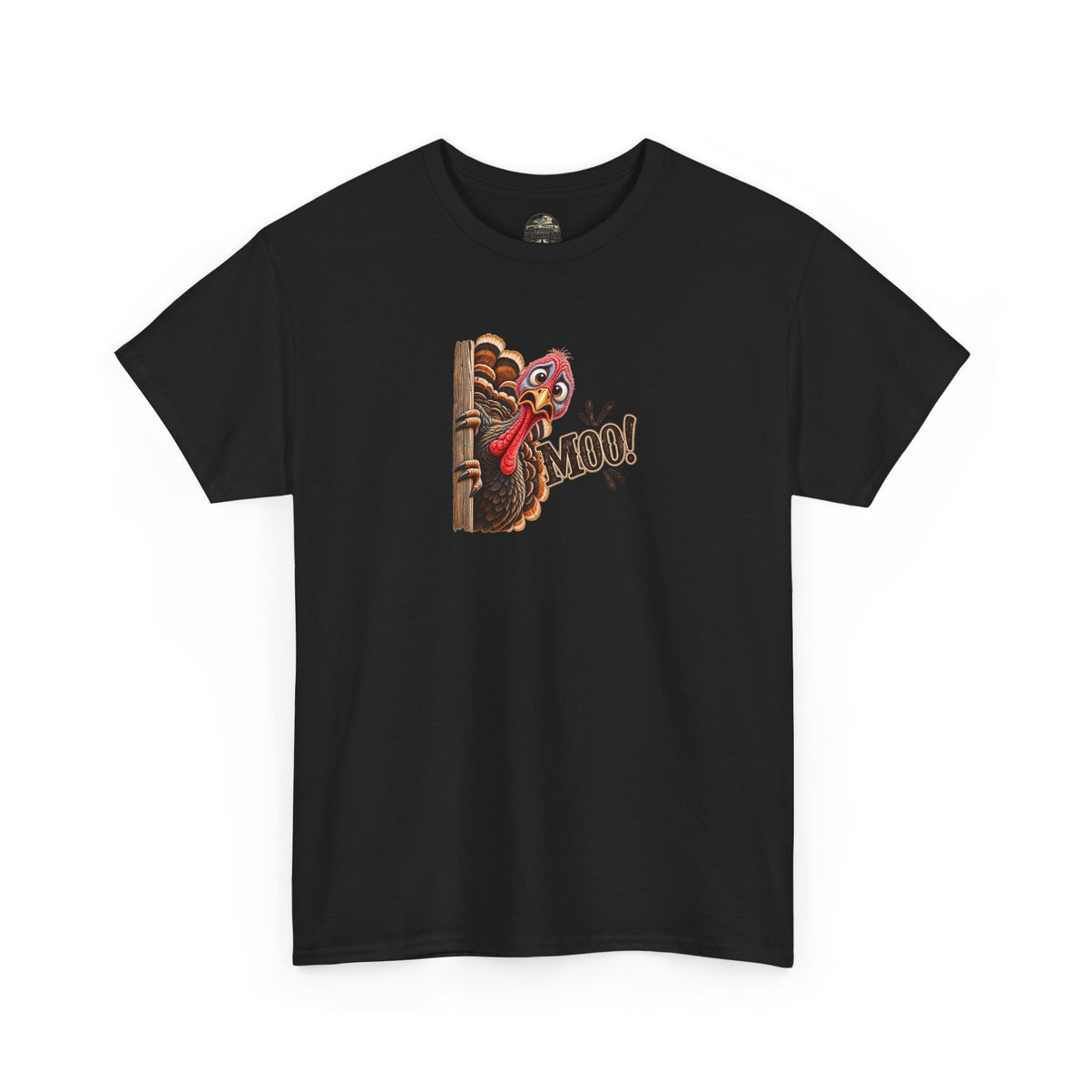 Turkey Peeking 'Moo!' Tee — Funny Thanksgiving Turkey T-Shirt