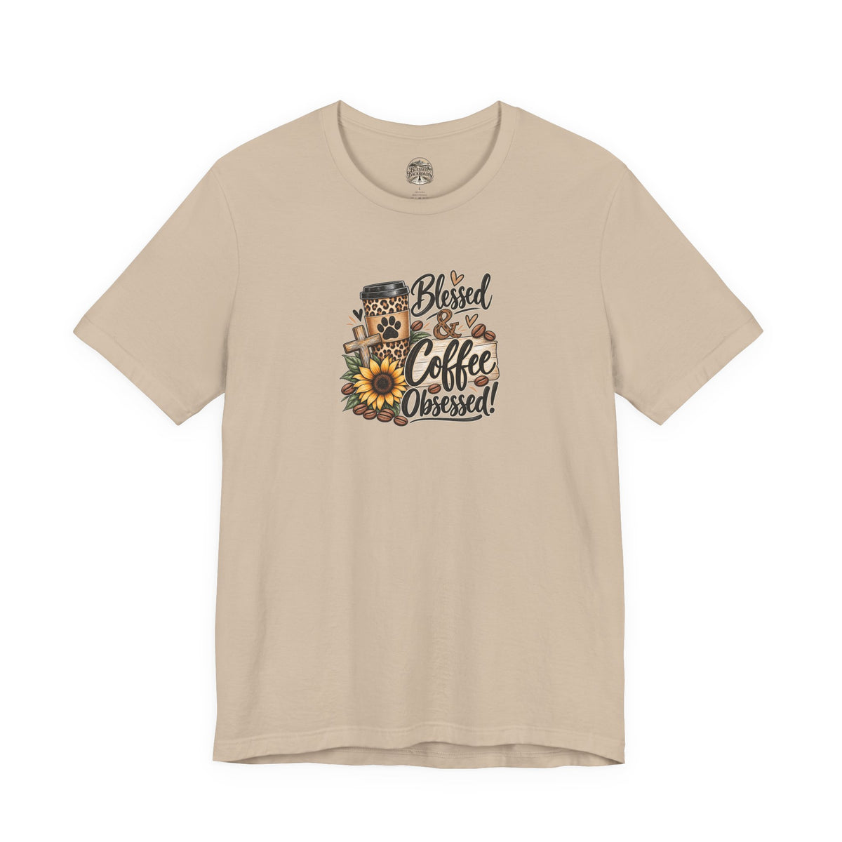 Blessed & Coffee Obsessed Tee — Sunflower Coffee Lover T-Shirt
