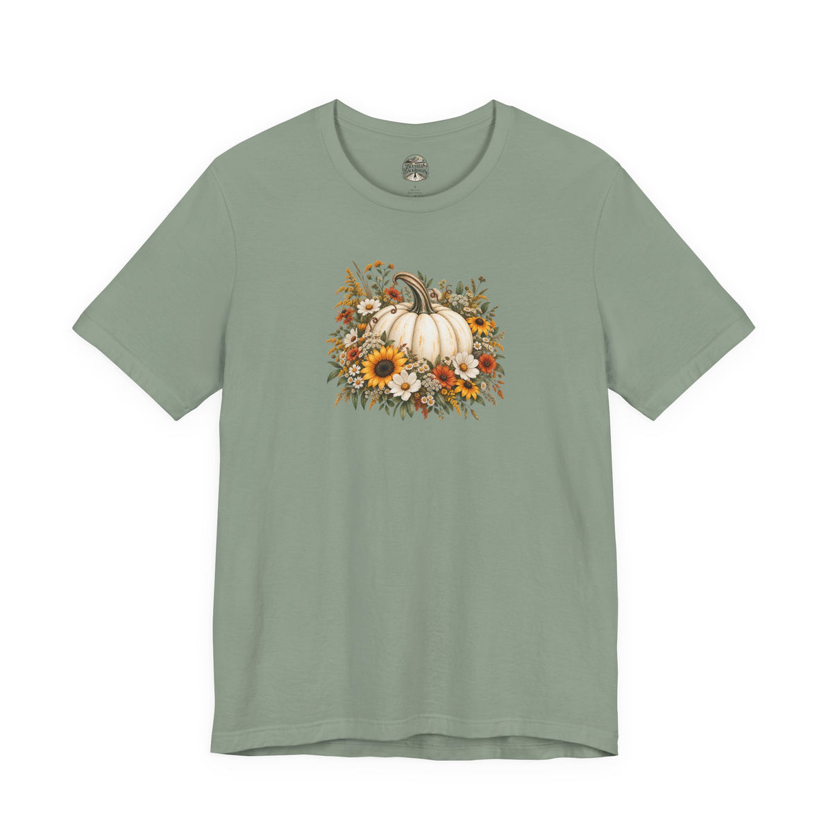 Fall Pumpkin & Sunflower T-Shirt — Autumn Floral Harvest Tee