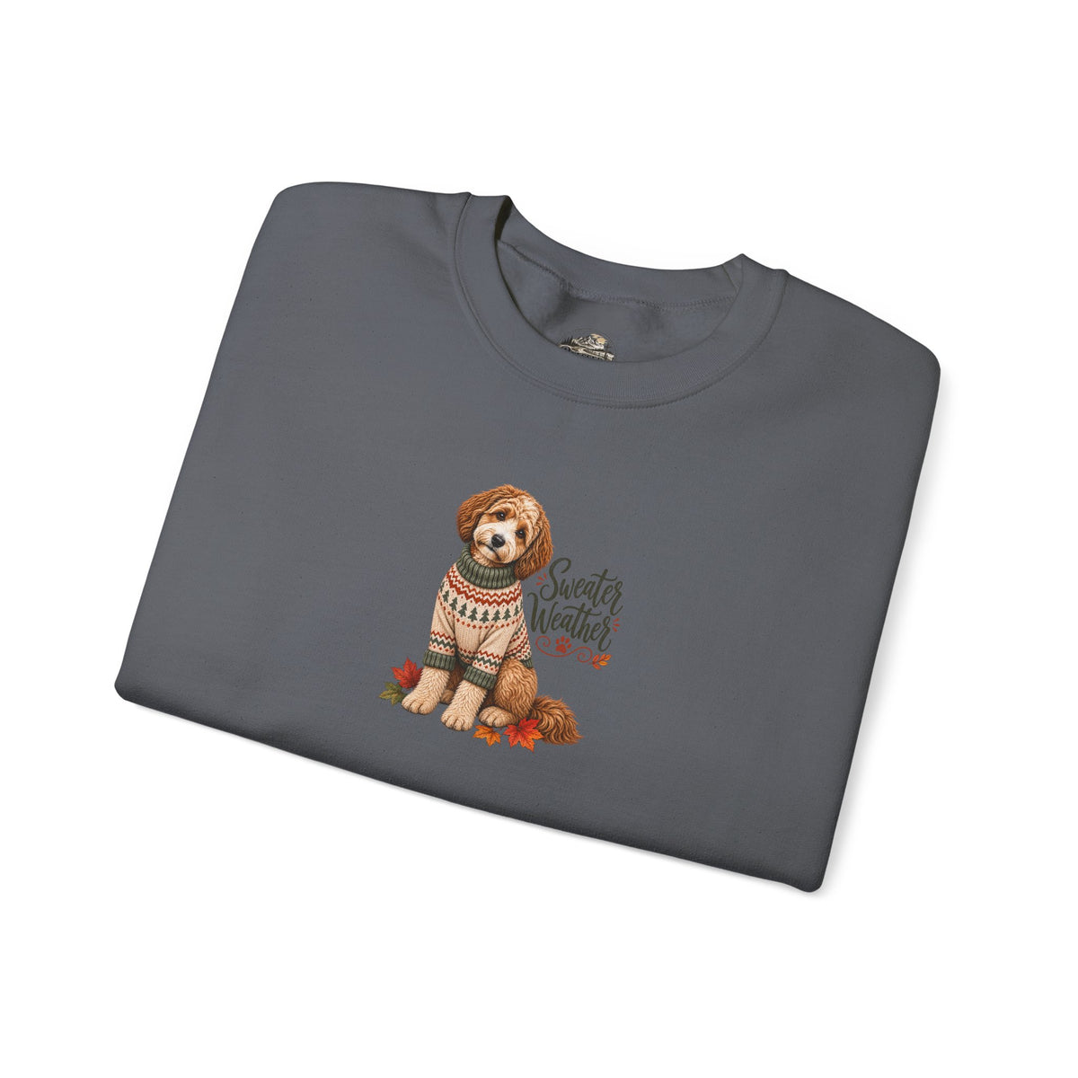 Dog in Sweater Crewneck Sweatshirt — "Sweater Weather" Cozy Fall Pullover