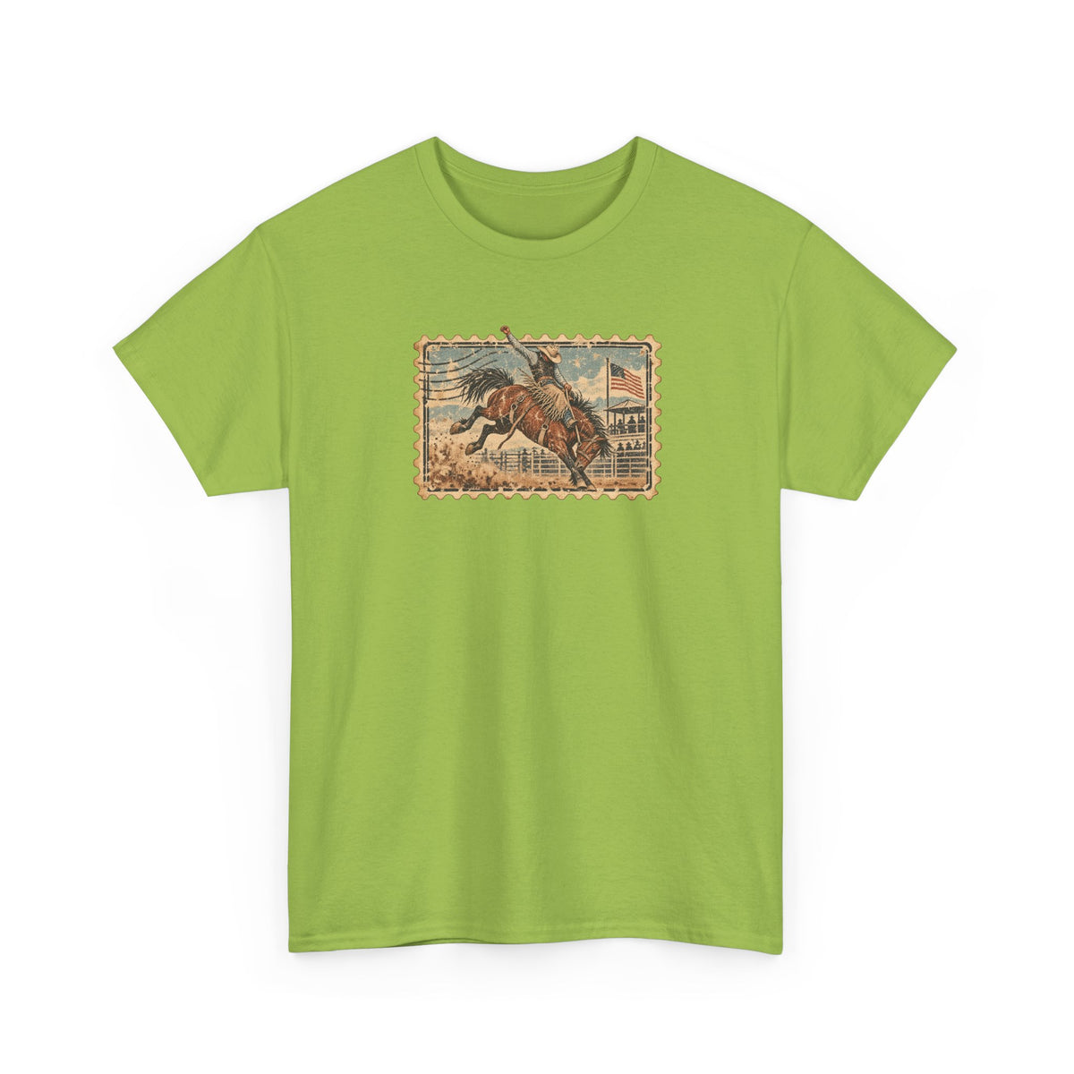 Western Rodeo Stamp T-Shirt — Vintage Bucking Bronco Tee