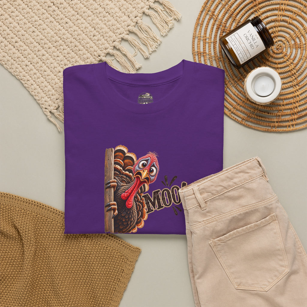 Turkey Peeking 'Moo!' Tee — Funny Thanksgiving Turkey T-Shirt