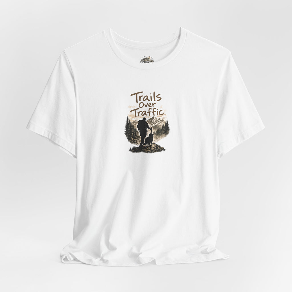 Trails Over Traffic T-Shirt — Outdoor Hiking Adventure Graphic Tee
