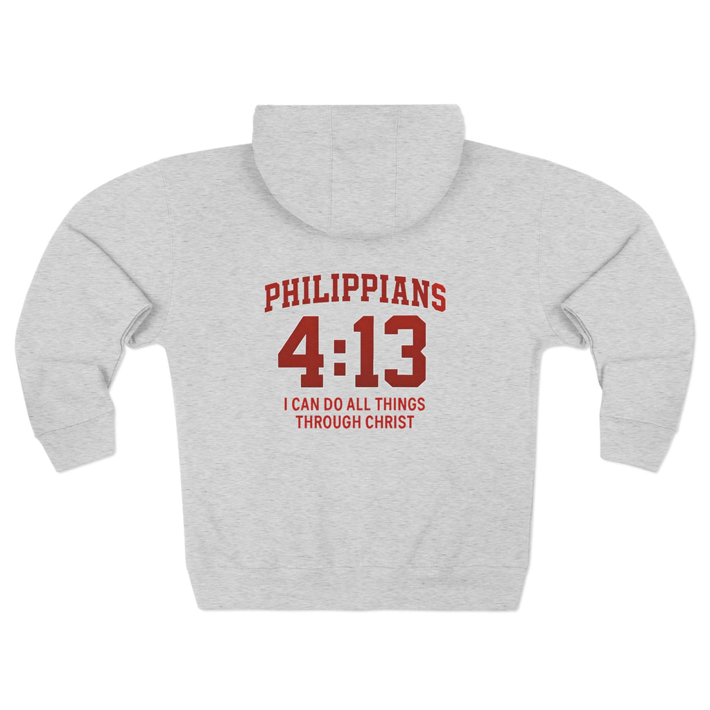 Inspirational Zip Hoodie with Philippians 4:13
