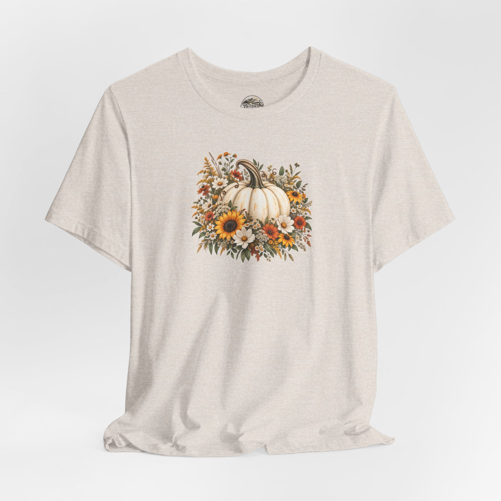 Fall Pumpkin & Sunflower T-Shirt — Autumn Floral Harvest Tee