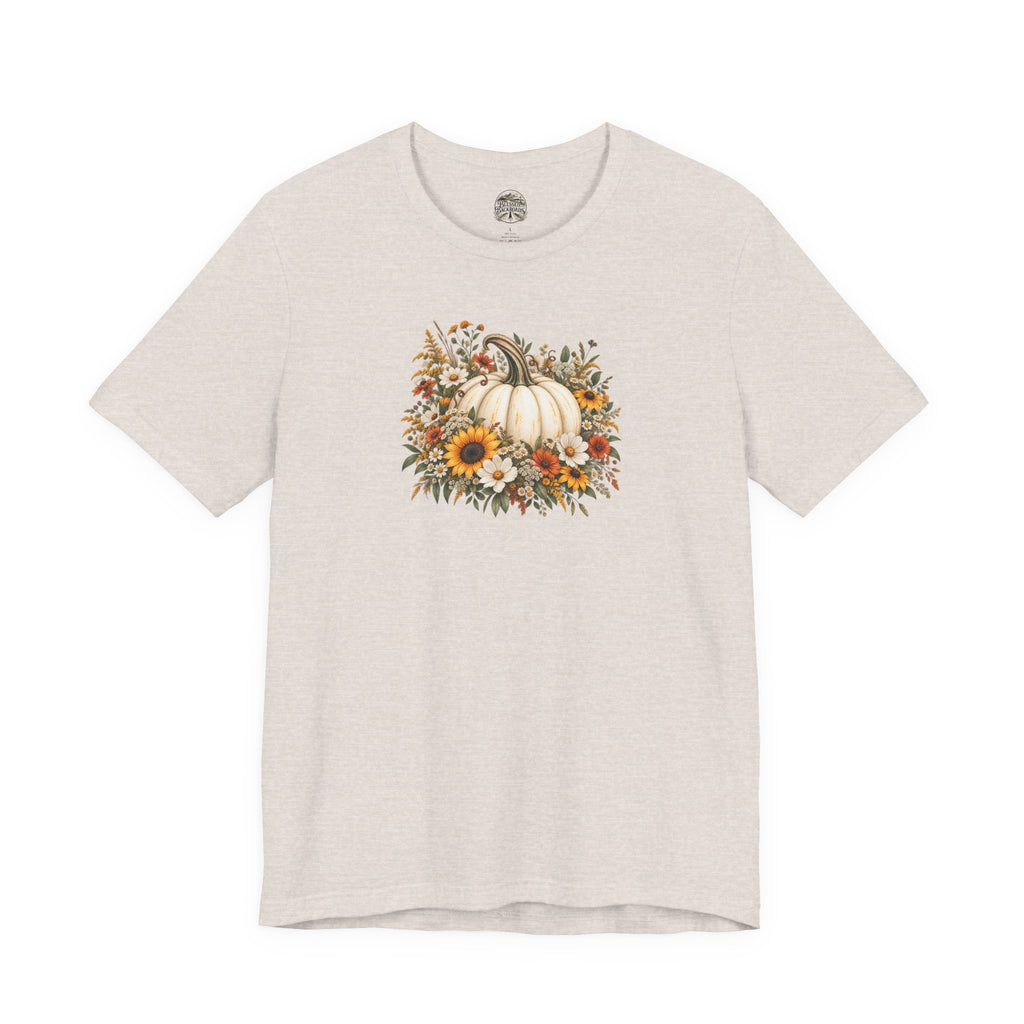 Fall Pumpkin & Sunflower T-Shirt — Autumn Floral Harvest Tee