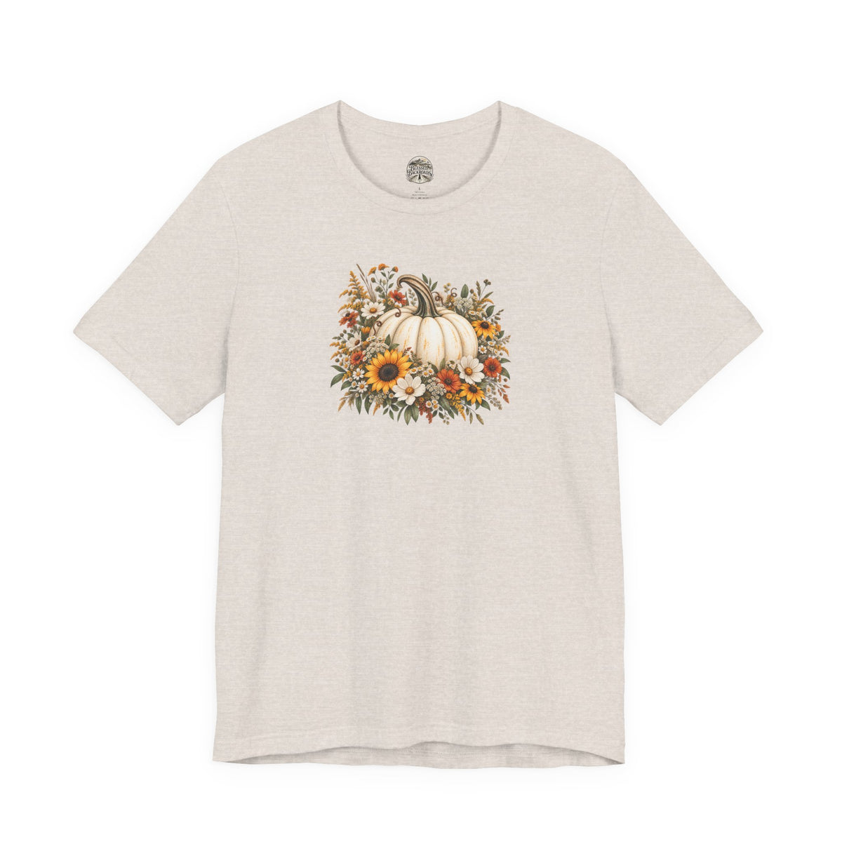 Fall Pumpkin & Sunflower T-Shirt — Autumn Floral Harvest Tee