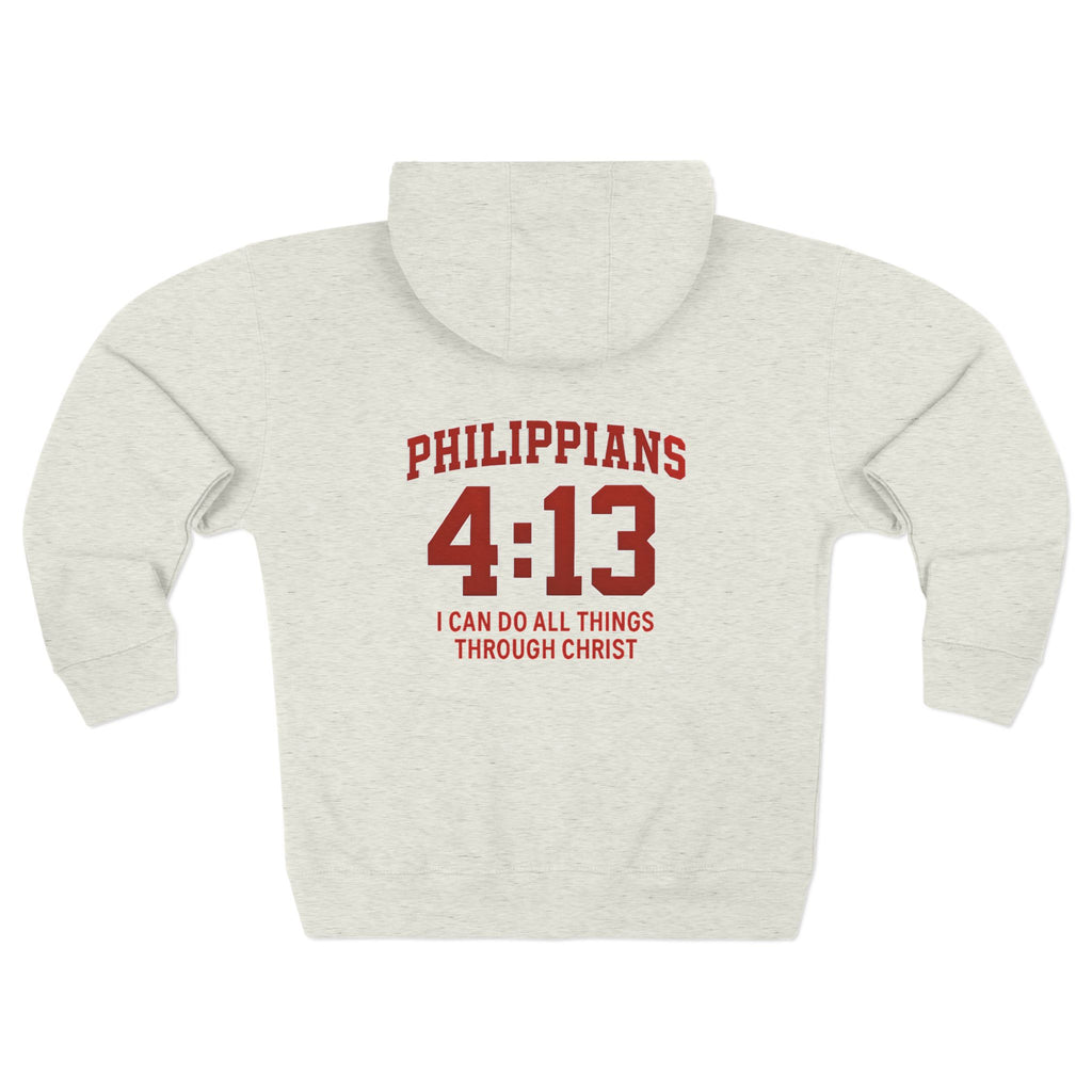 Inspirational Zip Hoodie with Philippians 4:13