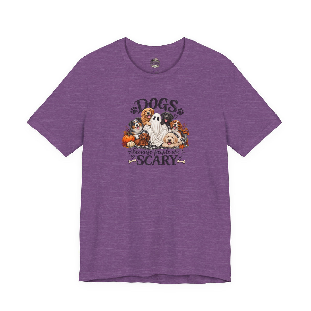 Dogs Because People Are Scary T-Shirt — Cute Halloween Ghost Puppies Tee