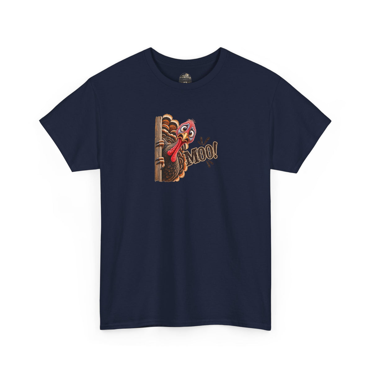 Turkey Peeking 'Moo!' Tee — Funny Thanksgiving Turkey T-Shirt