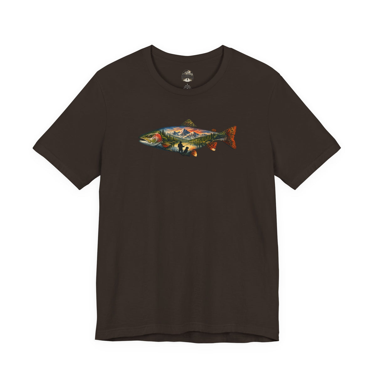 Trout Landscape Graphic Tee — Nature Fisherman T-Shirt