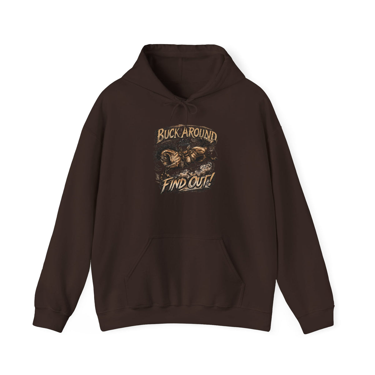 Buck Around Find Out Hoodie - Vintage Rodeo Bison Graphic Pullover