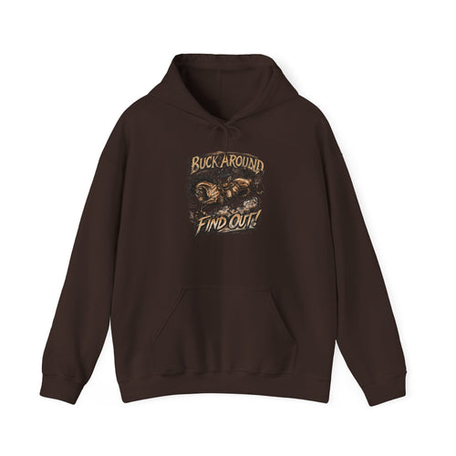 Buck Around Find Out Hoodie - Vintage Rodeo Bison Graphic Pullover