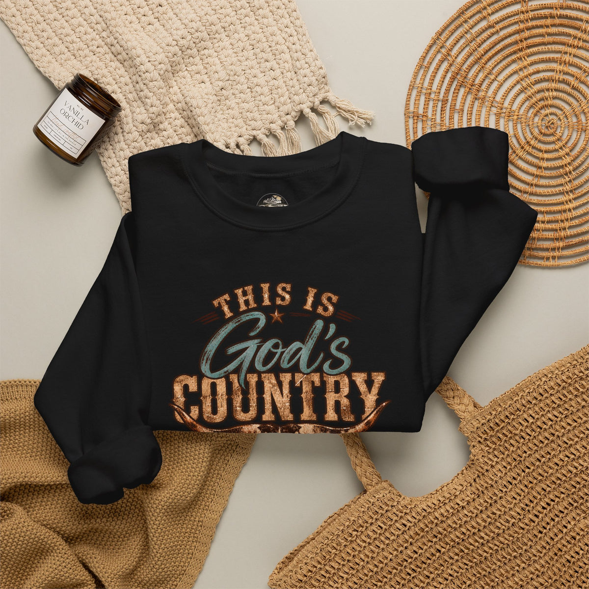 Crewneck Sweatshirt — "This Is God's Country" Western Graphic