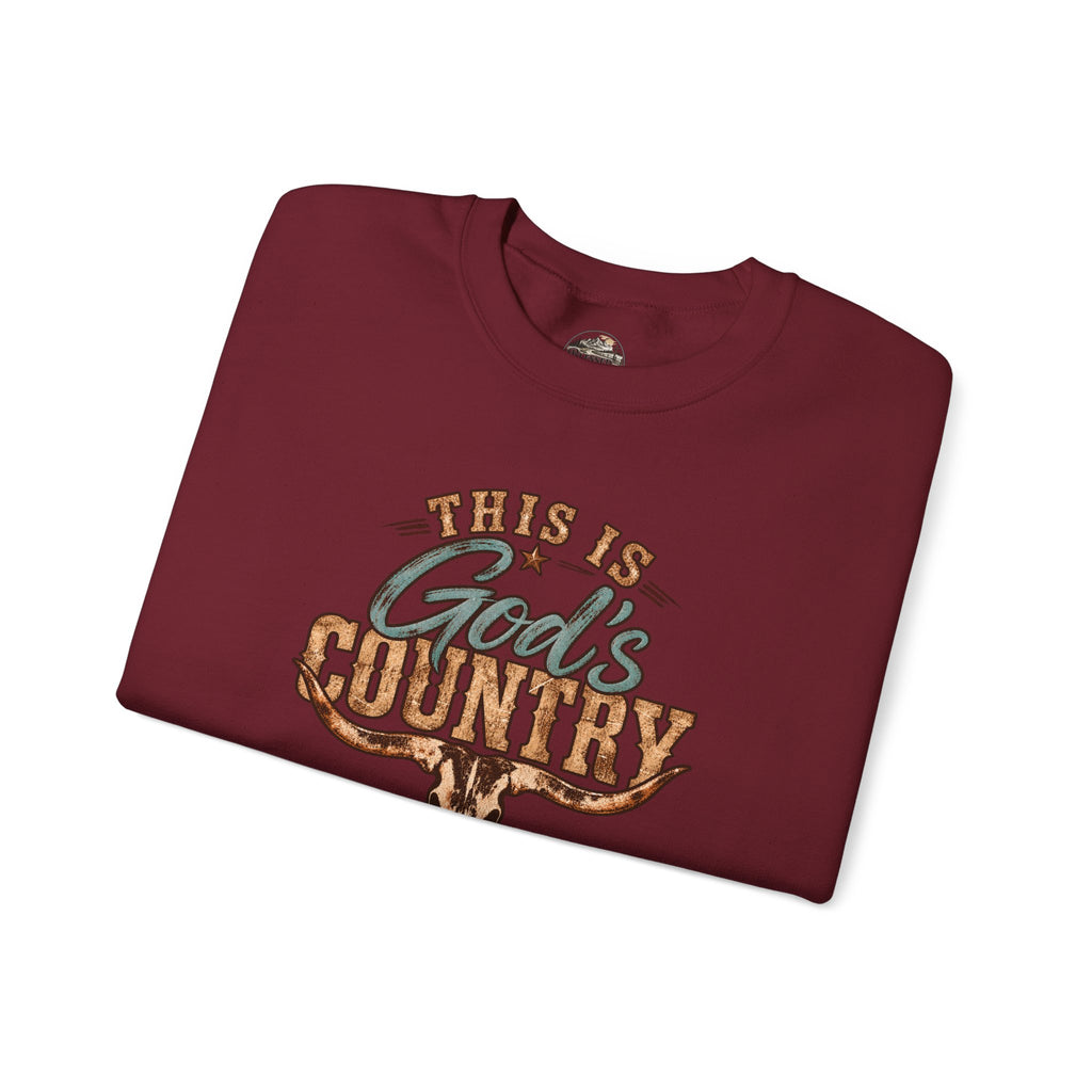 Crewneck Sweatshirt — "This Is God's Country" Western Graphic