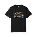 Fishing T-Shirt — “Cast All Your Cares On the Lord” Bass Graphic Tee