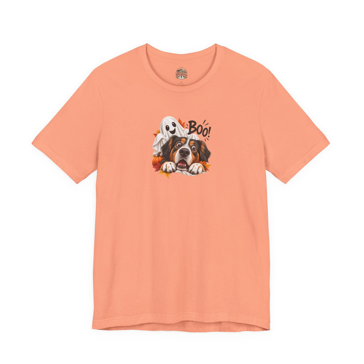 Halloween Dog Tee — "Boo!" Ghost Bernese Mountain Puppy T-Shirt