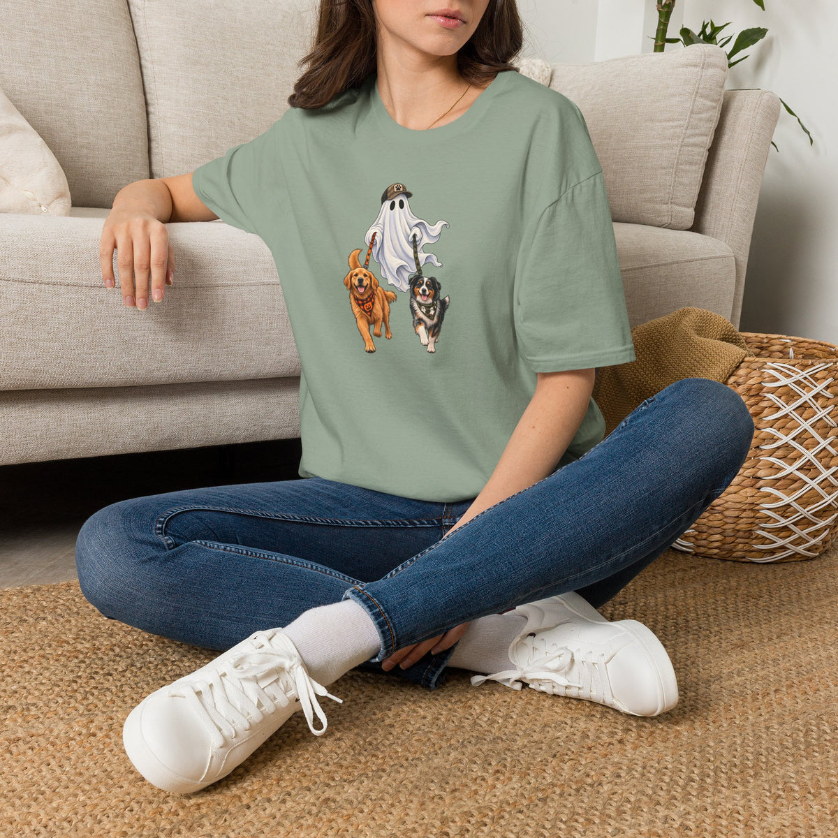 Halloween Ghost with Dogs T-Shirt