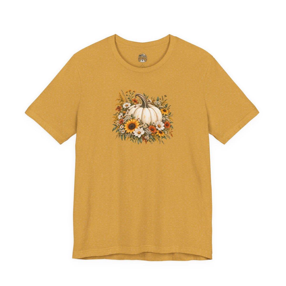 Fall Pumpkin & Sunflower T-Shirt — Autumn Floral Harvest Tee