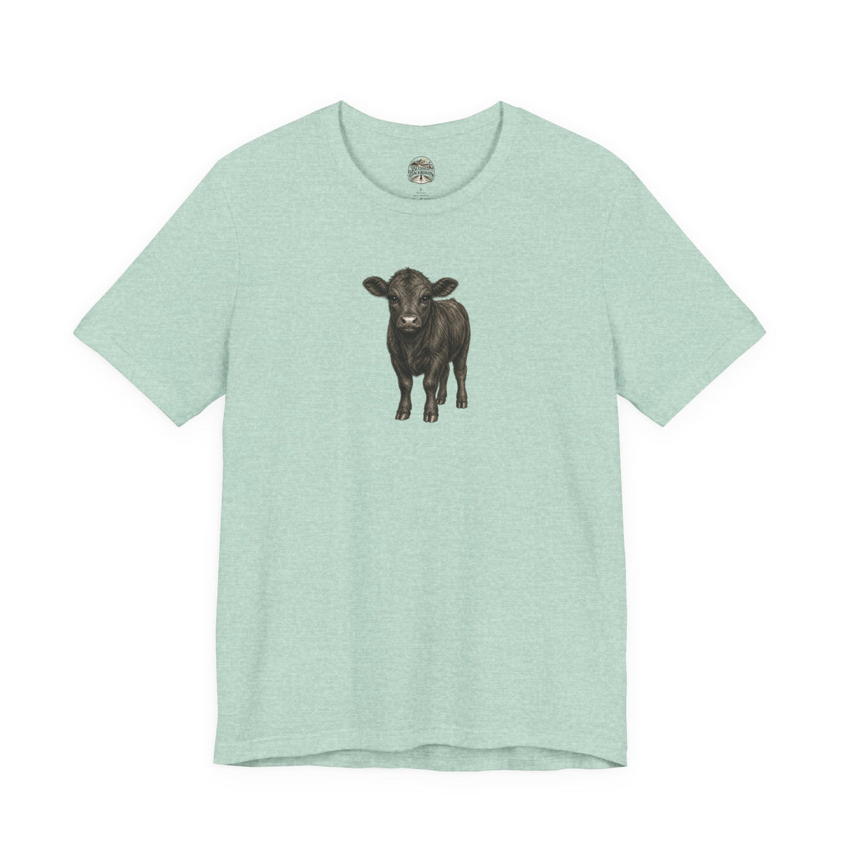 Cow Illustration T-Shirt — Cute Black Calf Graphic Tee