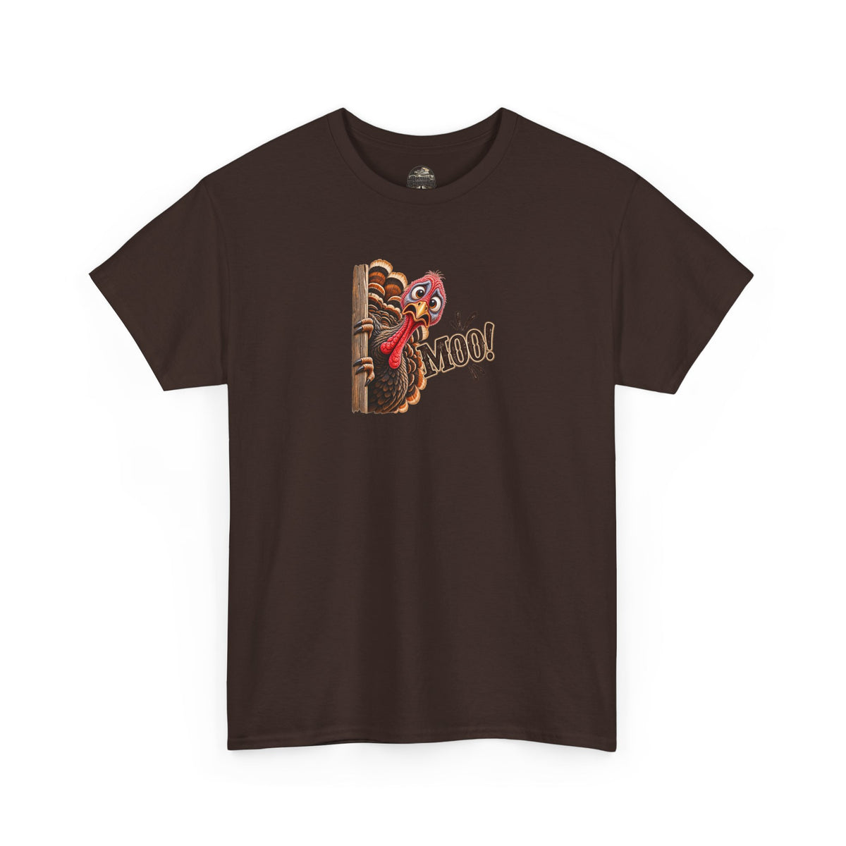 Turkey Peeking 'Moo!' Tee — Funny Thanksgiving Turkey T-Shirt
