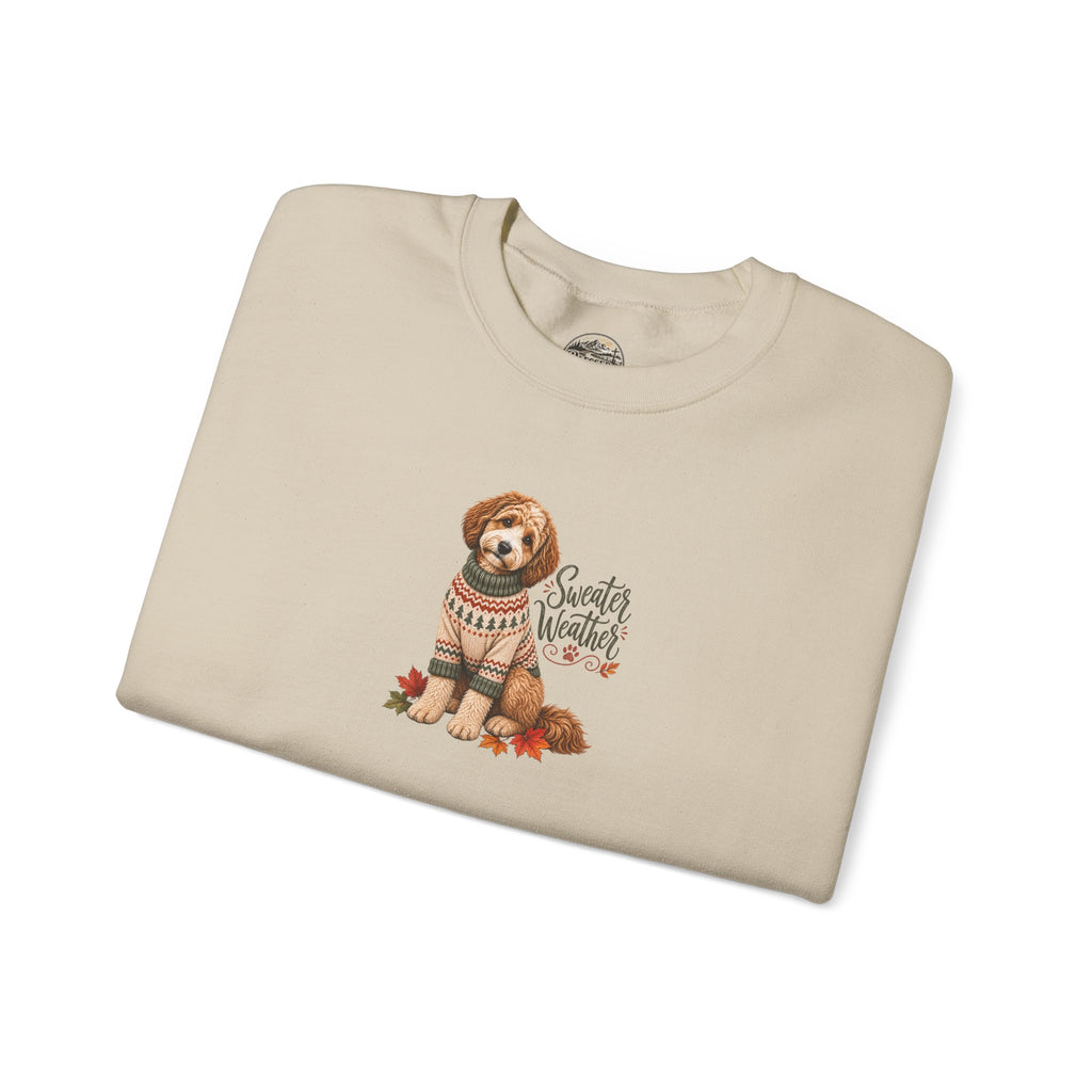 Dog in Sweater Crewneck Sweatshirt — "Sweater Weather" Cozy Fall Pullover