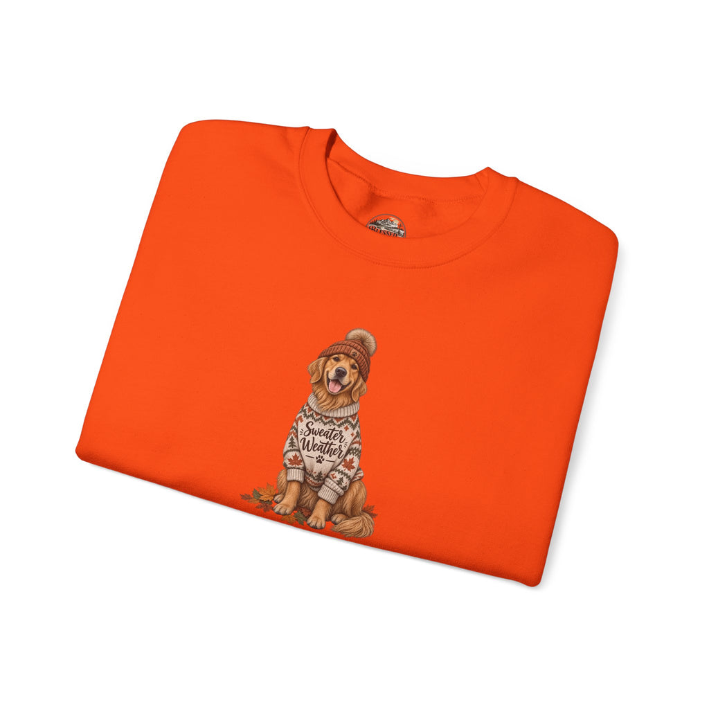 Golden Retriever in Sweater Crewneck Sweatshirt — Cozy Dog Lover Pullover