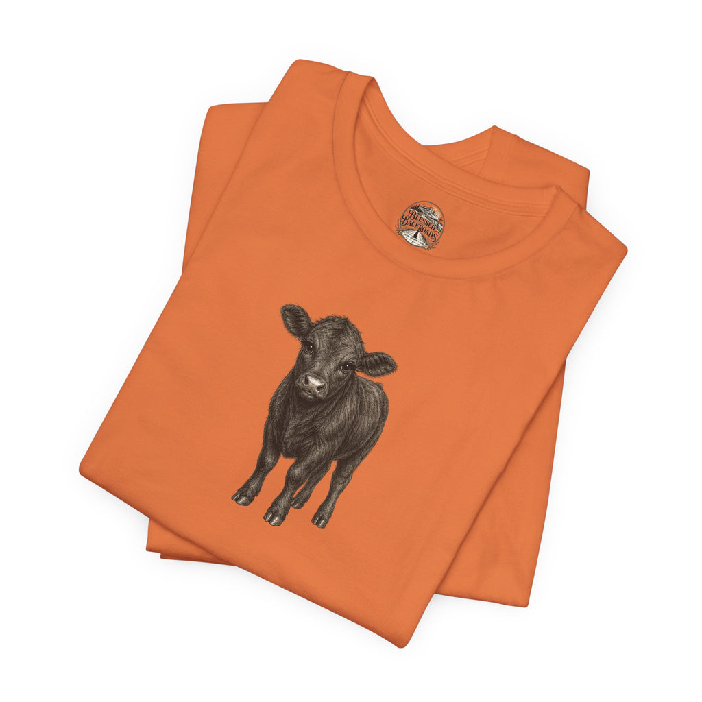 Cow Illustration T-Shirt — Cute Black Calf Graphic Tee