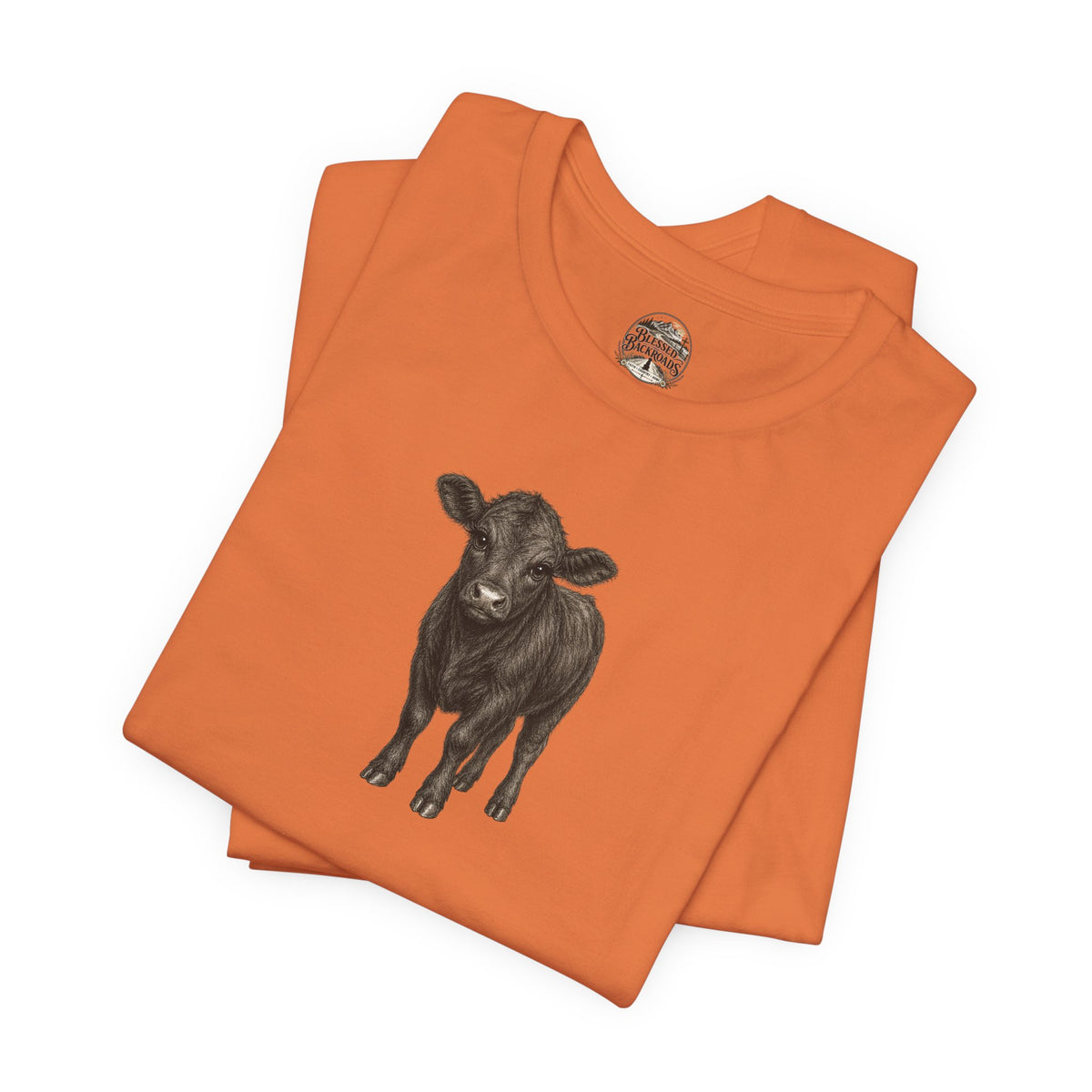 Cow Illustration T-Shirt — Cute Black Calf Graphic Tee