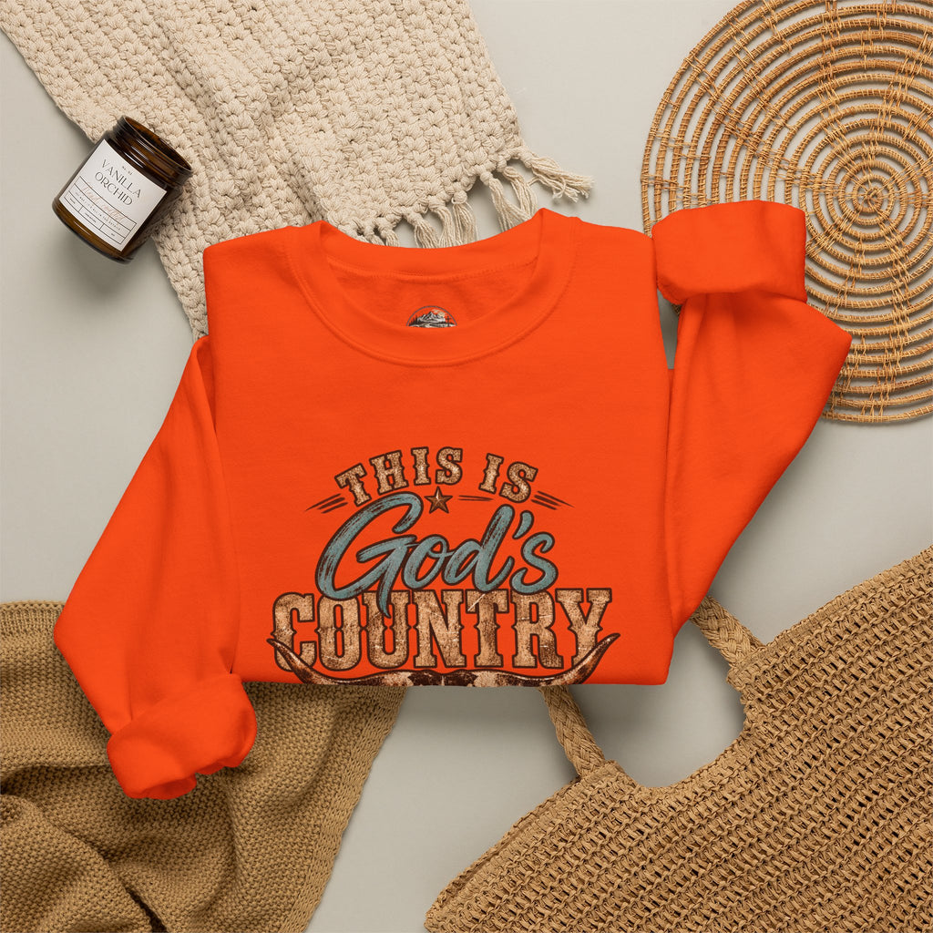 Crewneck Sweatshirt — "This Is God's Country" Western Graphic