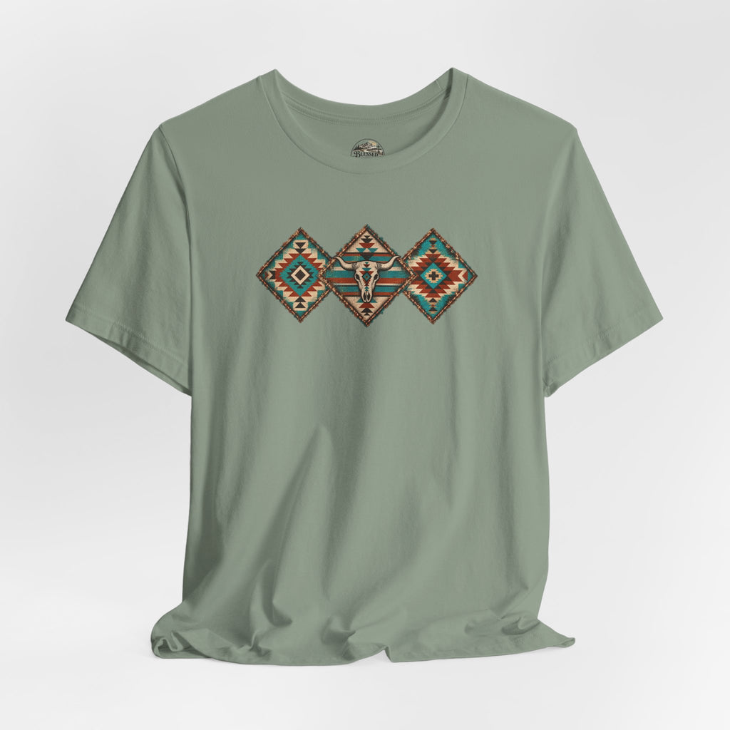 Southwestern Diamond Aztec Tee — Native Pattern Graphic T-Shirt