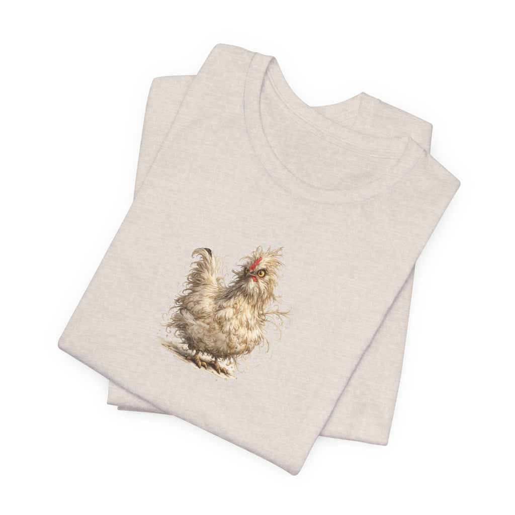 Chicken Illustration T‑Shirt — Fluffy Hen Art Tee for Farm & Animal Lovers
