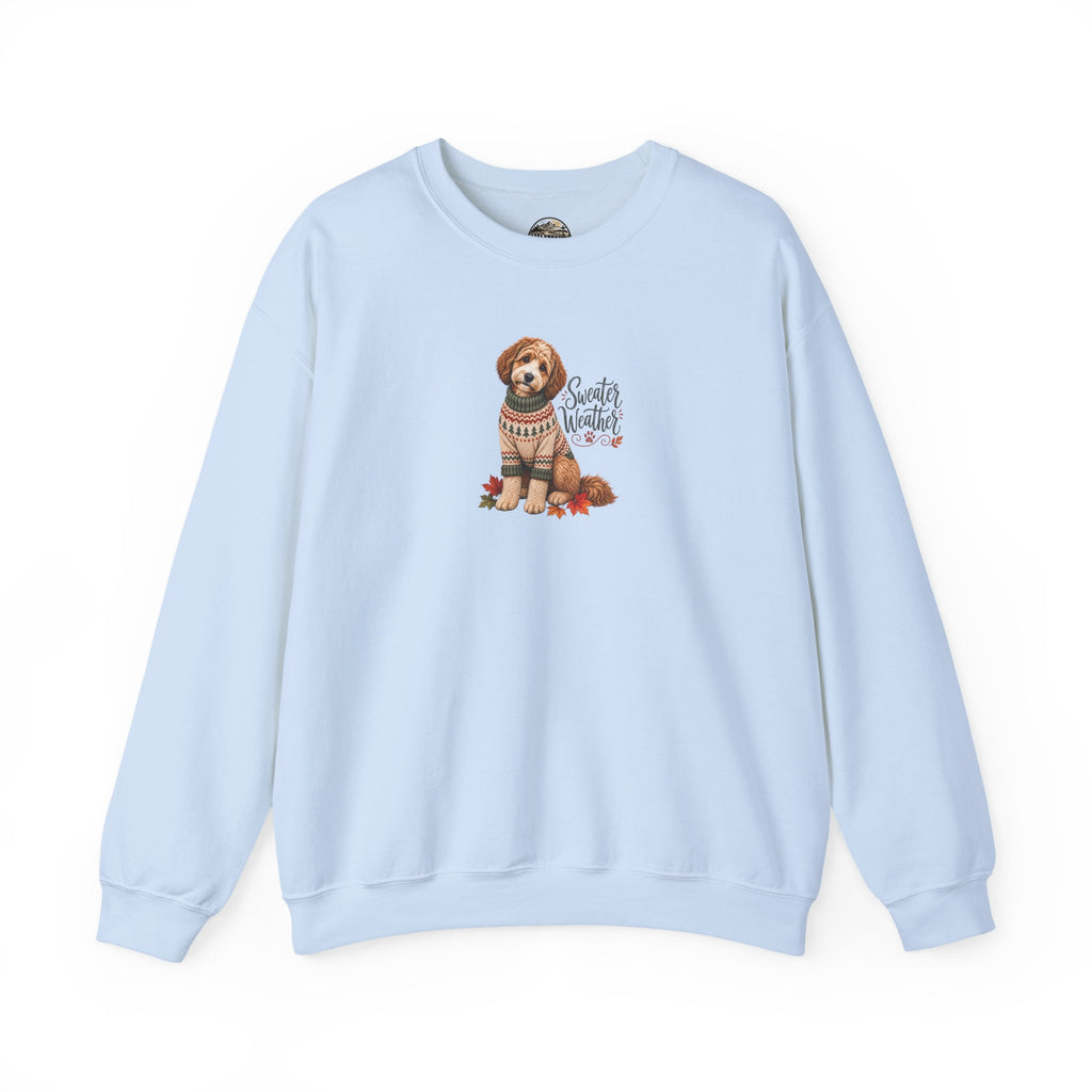 Dog in Sweater Crewneck Sweatshirt — "Sweater Weather" Cozy Fall Pullover