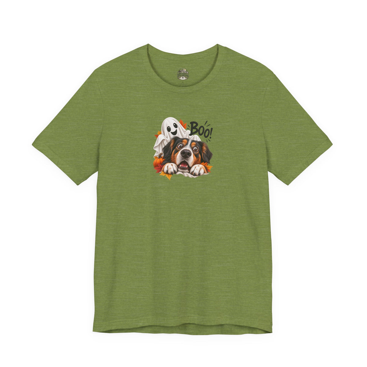 Halloween Dog Tee — "Boo!" Ghost Bernese Mountain Puppy T-Shirt