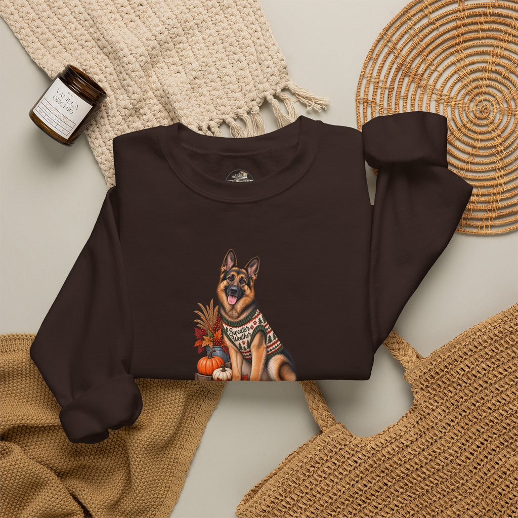 German Shepherd Autumn Pumpkin Crewneck Sweatshirt