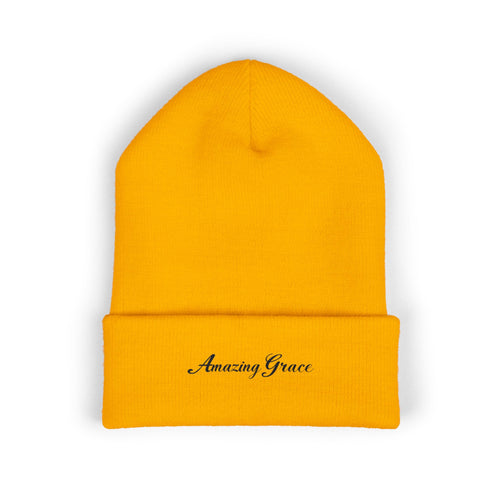 Amazing Grace Embroidered Cuffed Beanie — Faith-Inspired Winter Hat