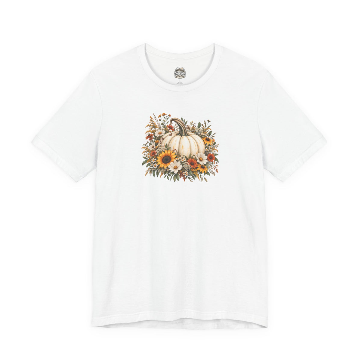 Fall Pumpkin & Sunflower T-Shirt — Autumn Floral Harvest Tee