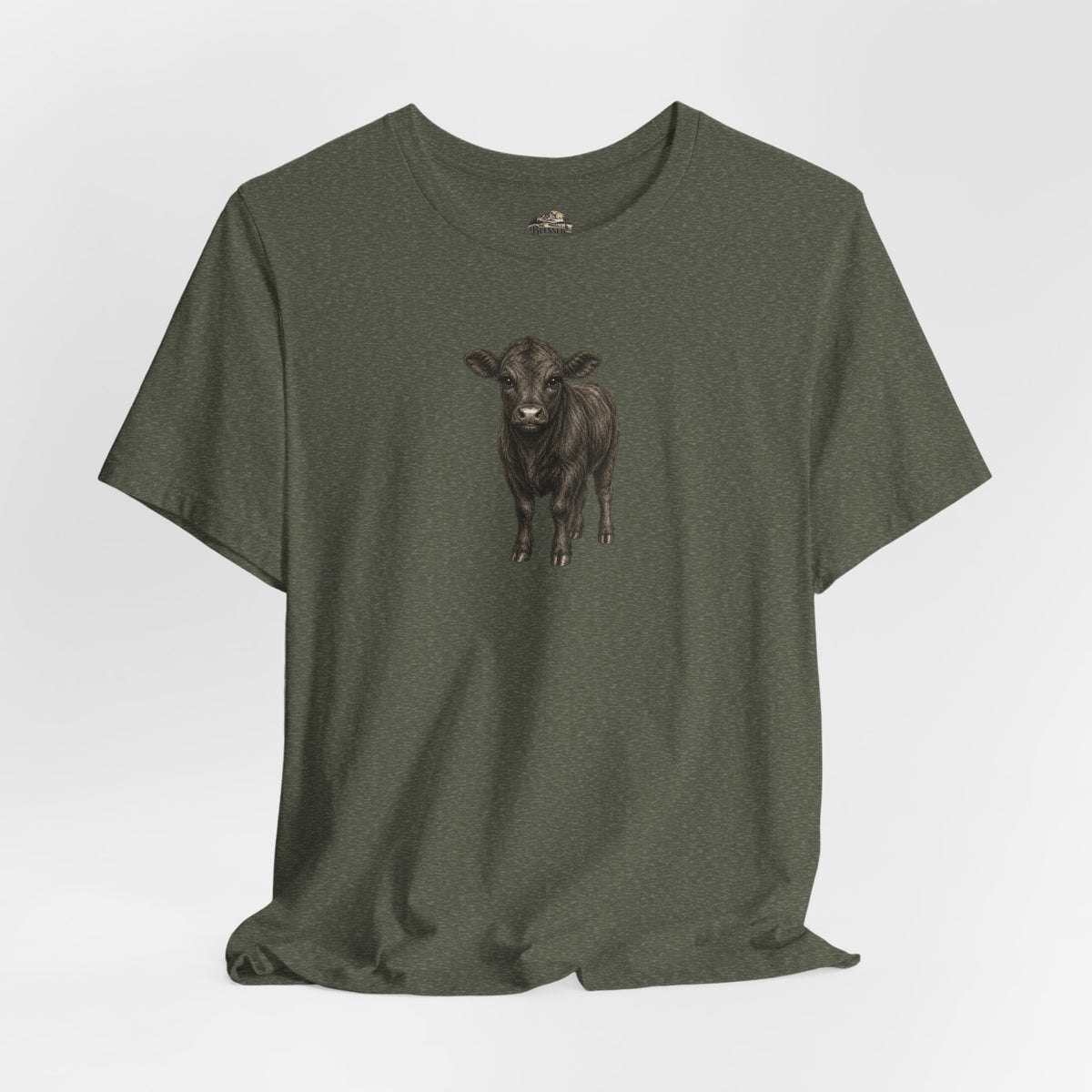 Cow Illustration T-Shirt — Cute Black Calf Graphic Tee