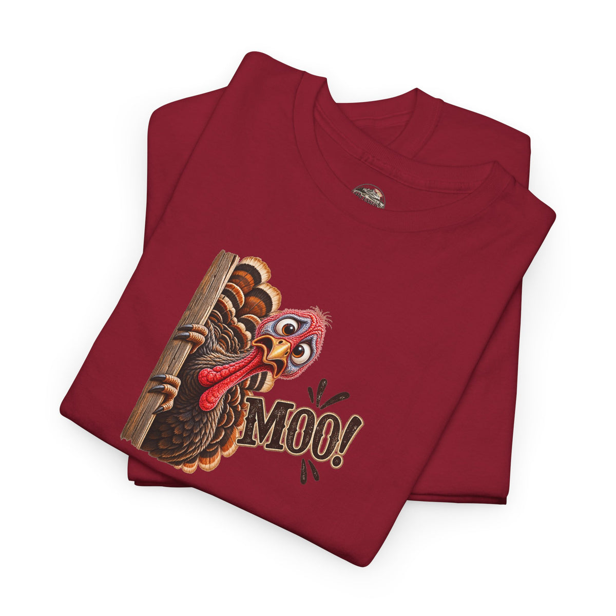 Turkey Peeking 'Moo!' Tee — Funny Thanksgiving Turkey T-Shirt