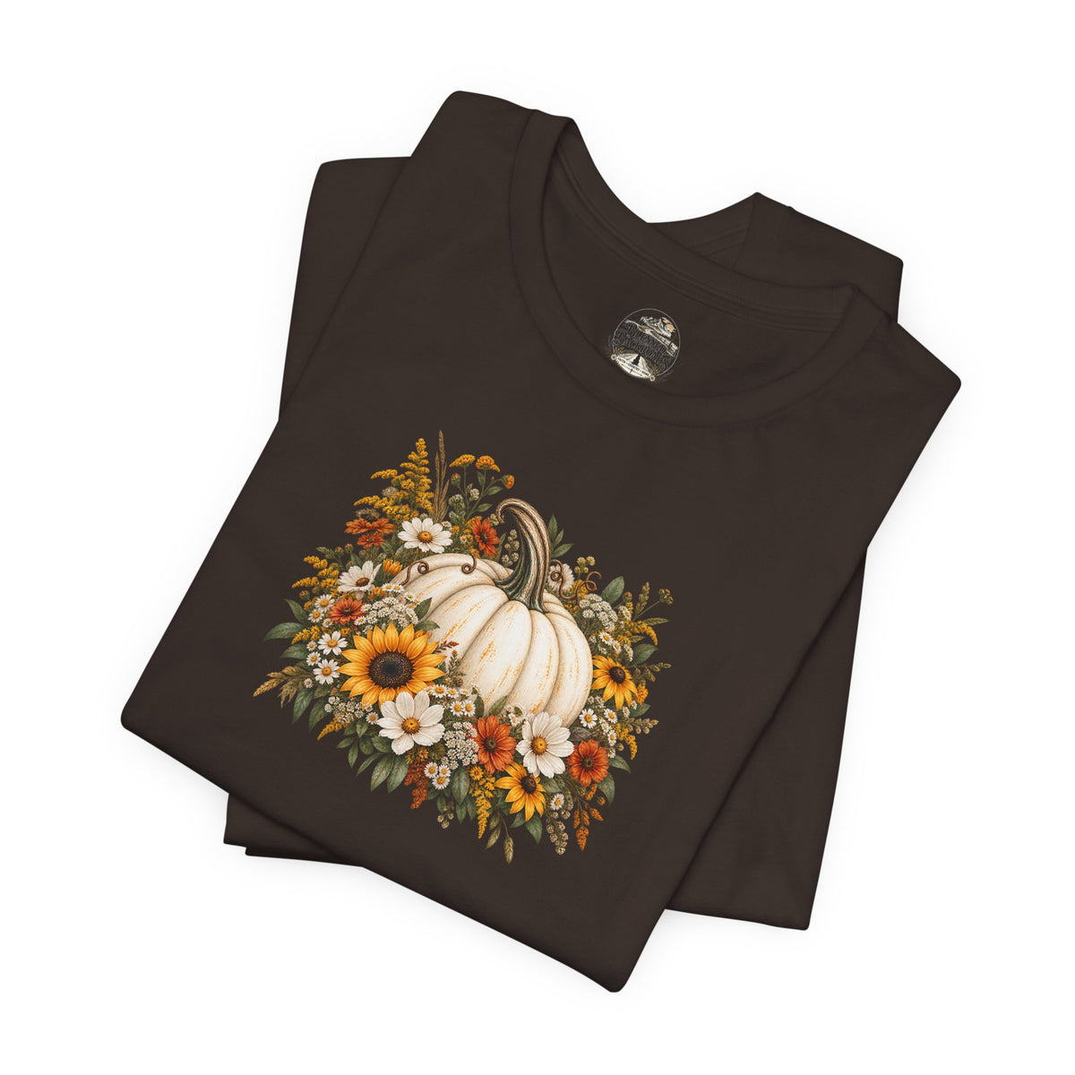 Fall Pumpkin & Sunflower T-Shirt — Autumn Floral Harvest Tee