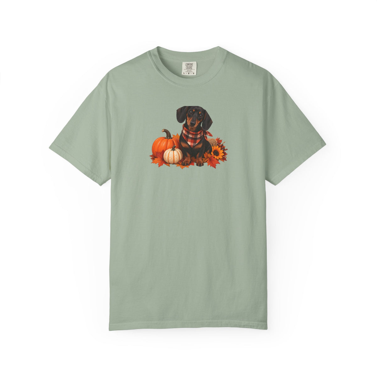 Dachshund Pumpkin Tee — Fall Dog Shirt with Pumpkins & Sunflower