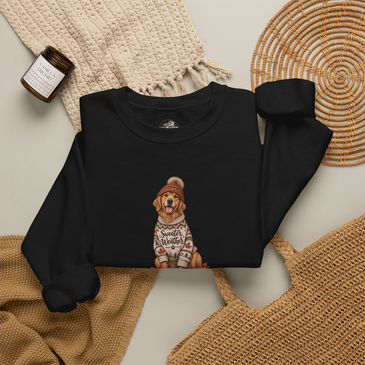 Golden Retriever in Sweater Crewneck Sweatshirt — Cozy Dog Lover Pullover