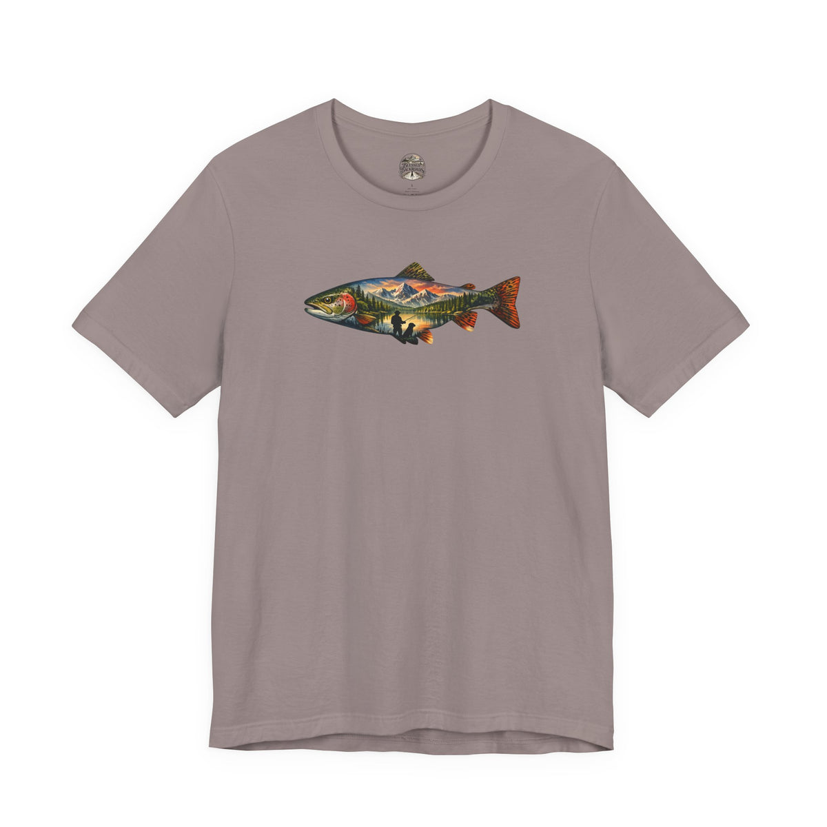 Trout Landscape Graphic Tee — Nature Fisherman T-Shirt