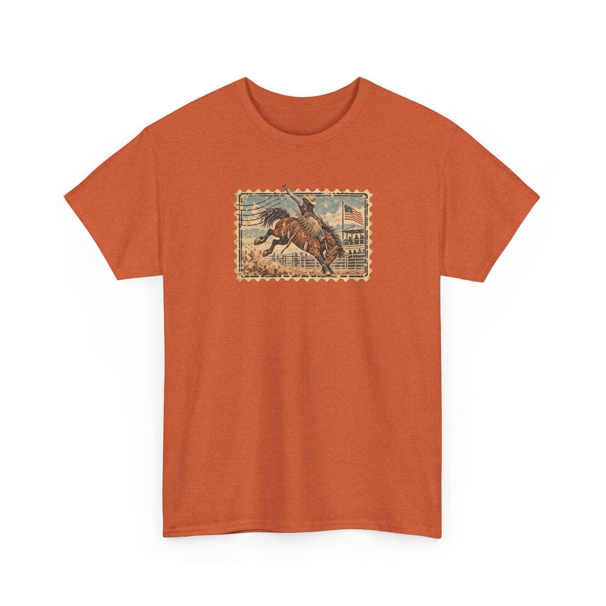 Western Rodeo Stamp T-Shirt — Vintage Bucking Bronco Tee
