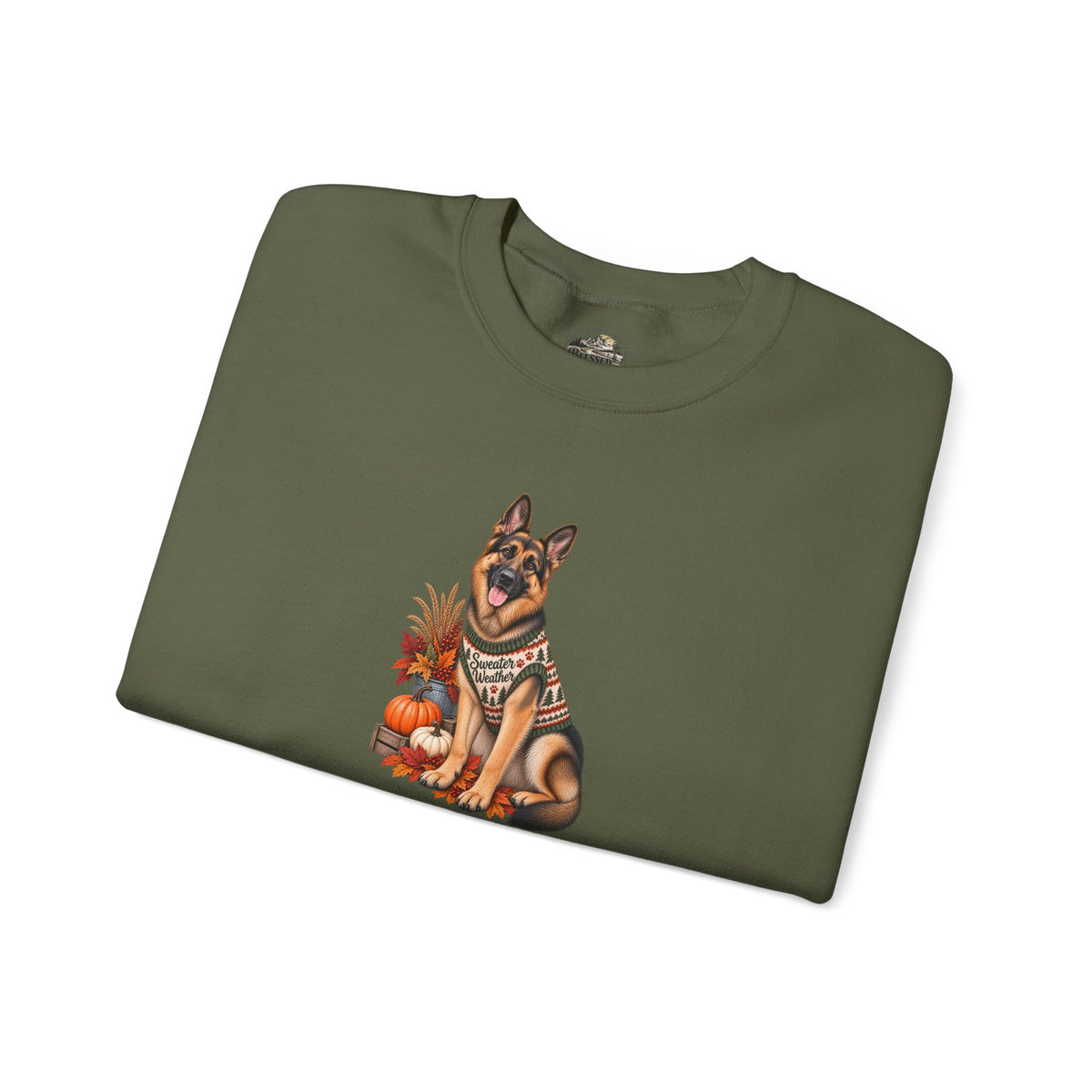 German Shepherd Autumn Pumpkin Crewneck Sweatshirt
