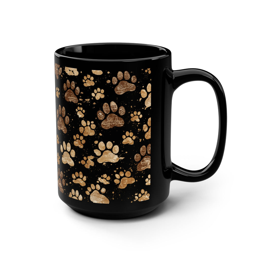 15oz Black Paw Print Coffee Mug