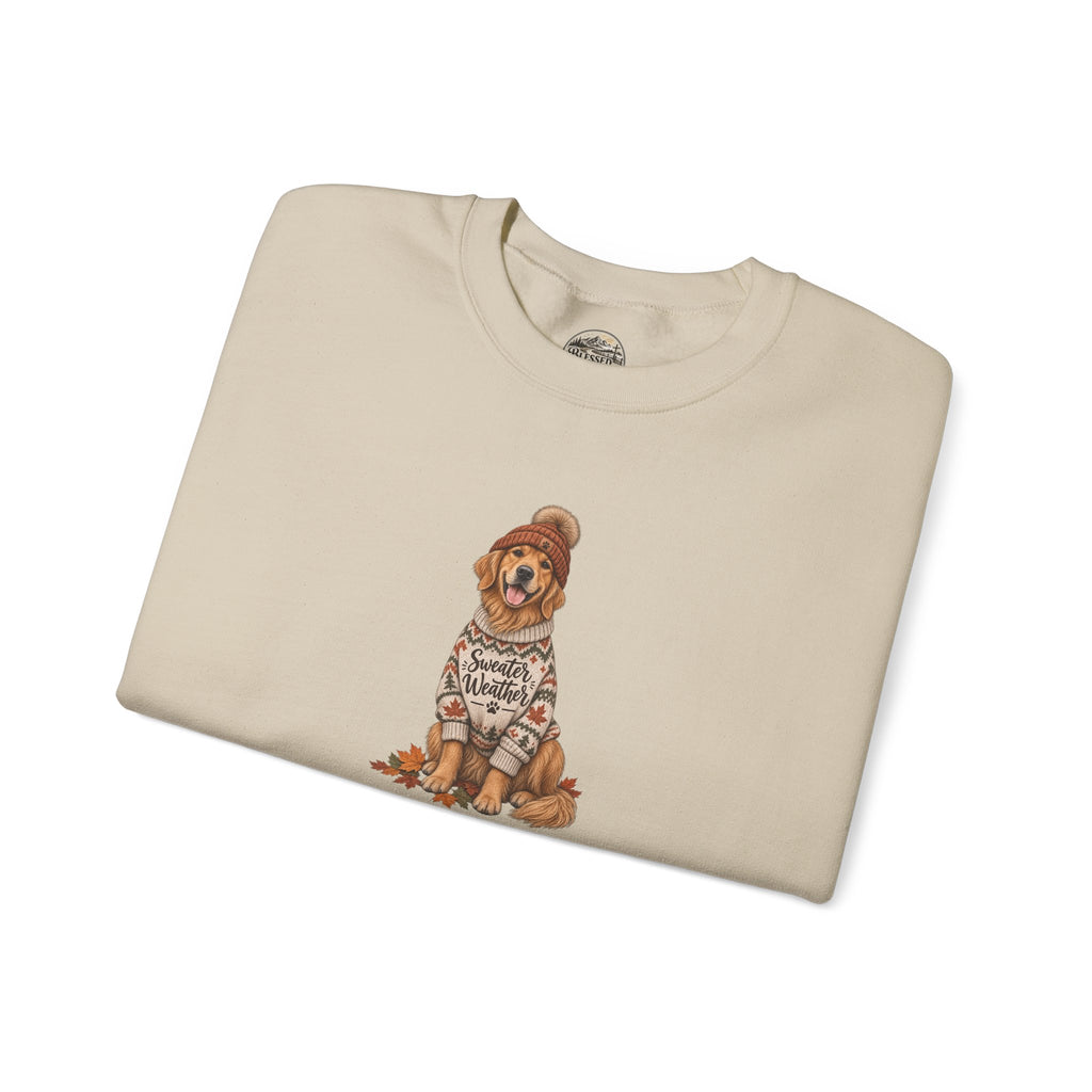 Golden Retriever in Sweater Crewneck Sweatshirt — Cozy Dog Lover Pullover