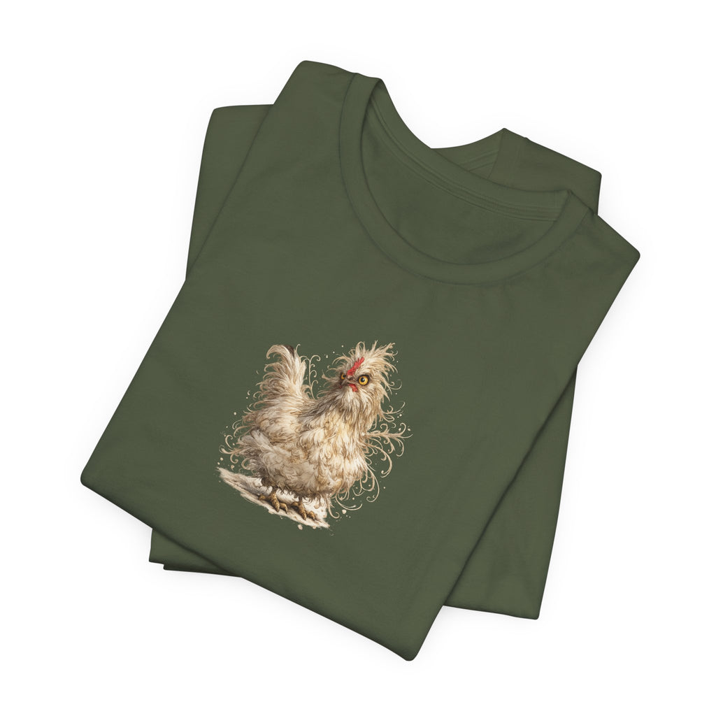 Chicken Illustration T‑Shirt — Fluffy Hen Art Tee for Farm & Animal Lovers