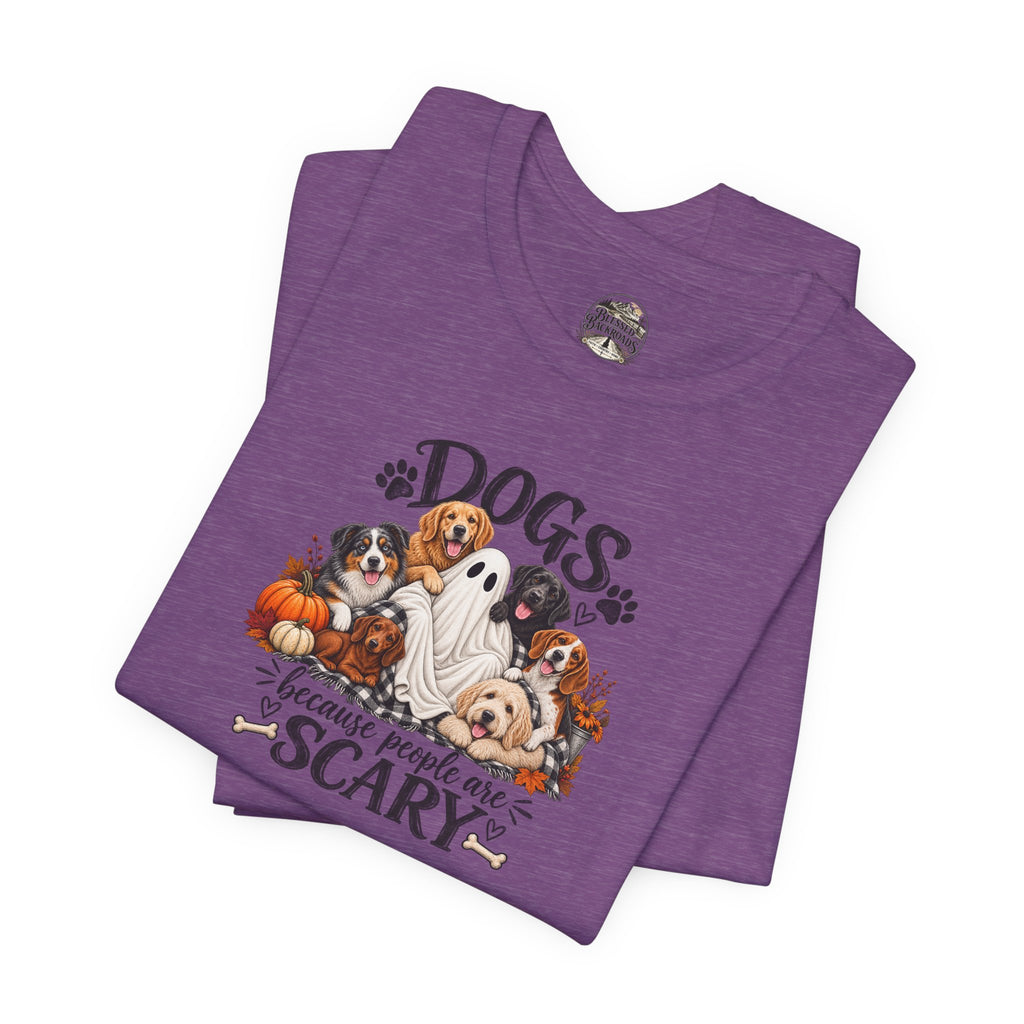 Dogs Because People Are Scary T-Shirt — Cute Halloween Ghost Puppies Tee